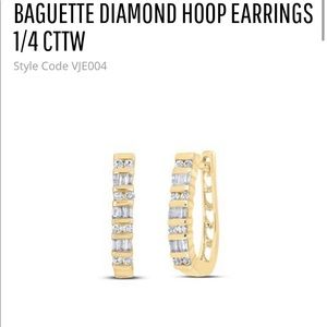 Genuine natural baguette diamond Huggie hoop earrings best gift Huge sale NOT CZ
